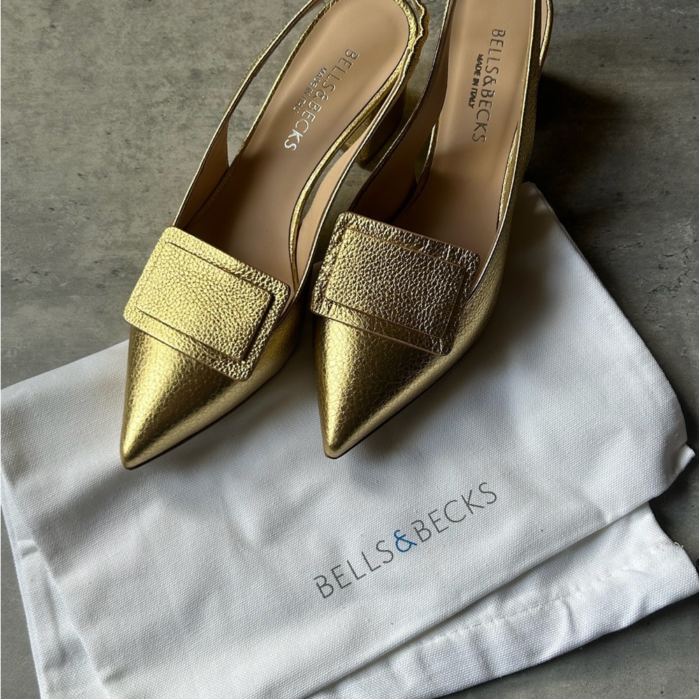 Bells & Becks Gold Slingback Heels